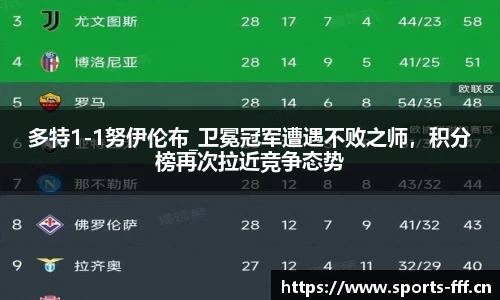 多特1-1努伊伦布_卫冕冠军遭遇不败之师，积分榜再次拉近竞争态势